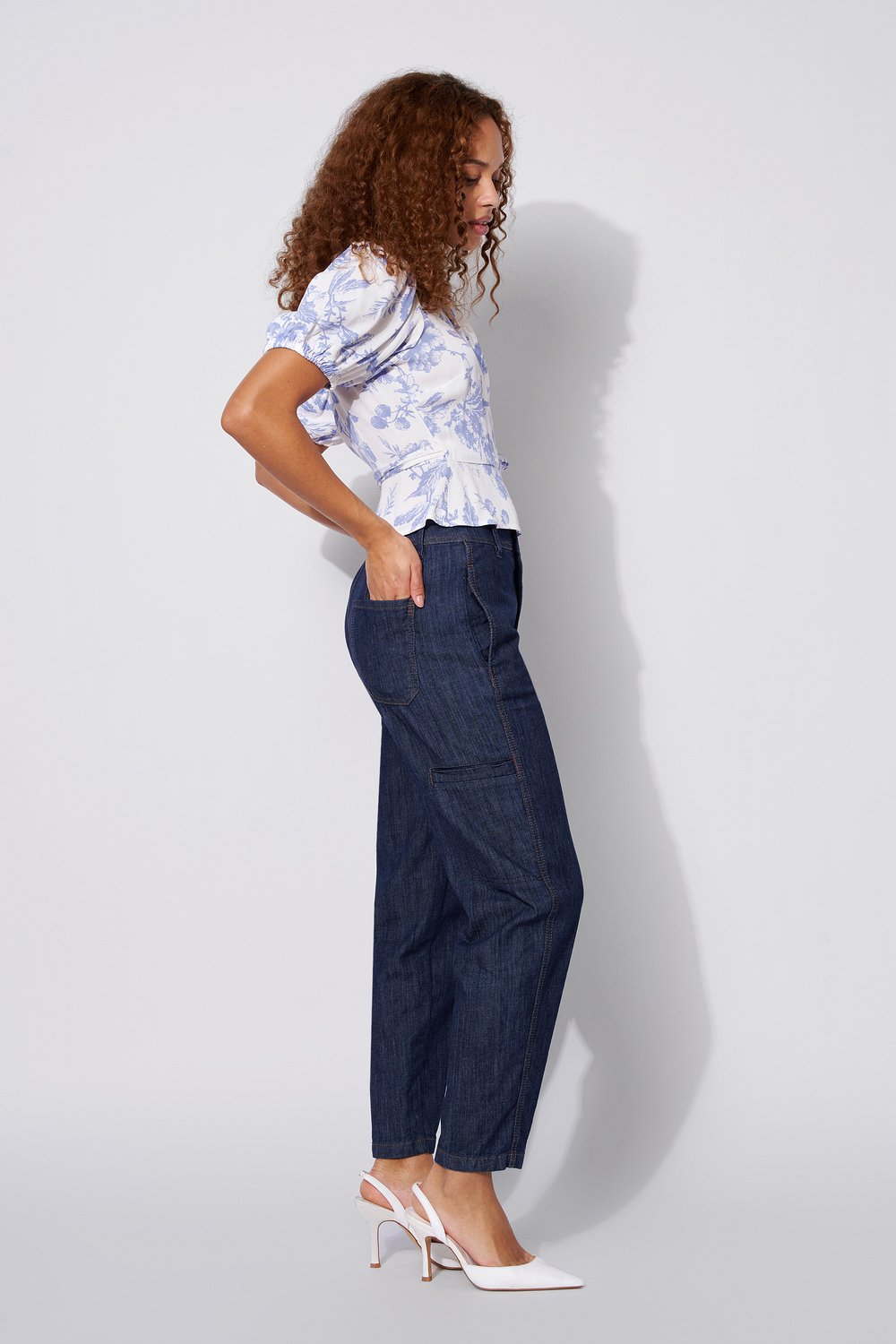 Carrot jeans with cargo pockets | Style »Mara_083« dark blue