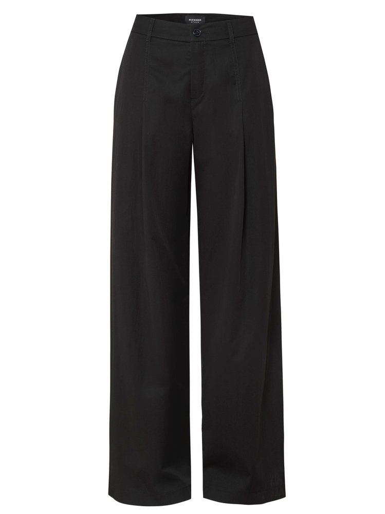 Womens trousers Mara Wide in black, wide-leg trousers made of papertouch cotton, product view