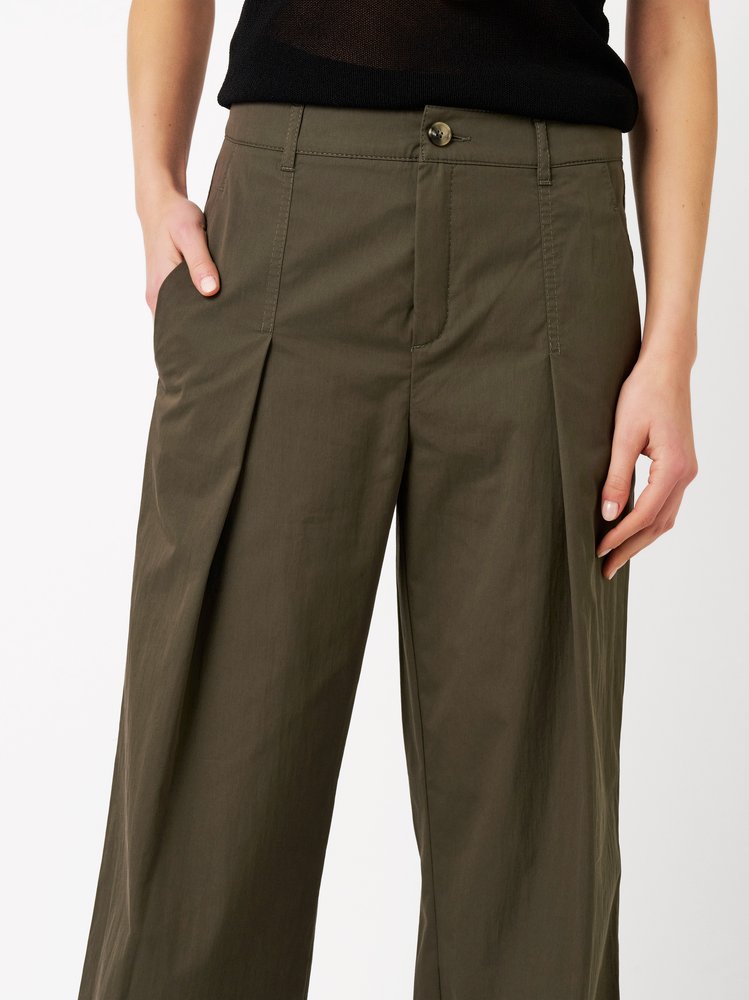Womens trousers Mara Wide in khaki, wide-leg trousers made of papertouch cotton, detail view