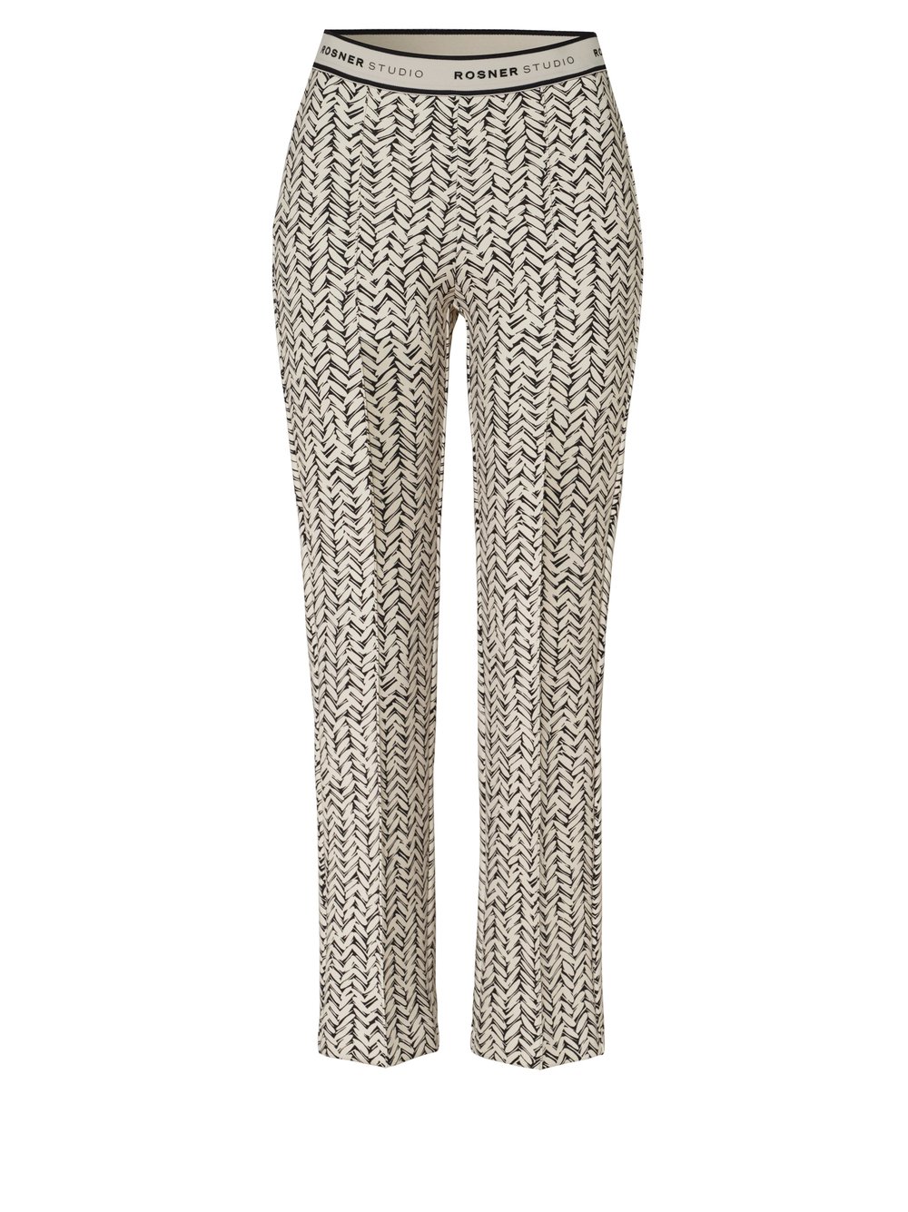 Damenhose Alisa Slim in black / offwhite, gemusterte Slim-Fit, freigestellte Produktansicht