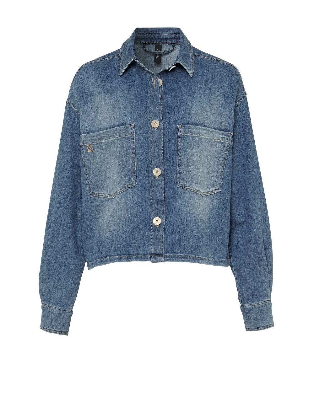 Womens jacket Jamie in mid blue, short jacket made of denim, product view