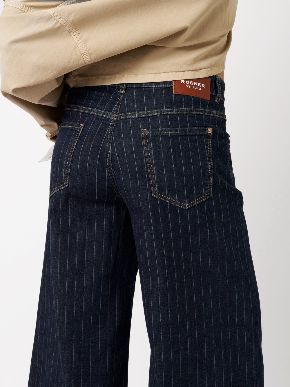 Womens jeans Audrey Wide in blue, striped wide leg jeans, detail view